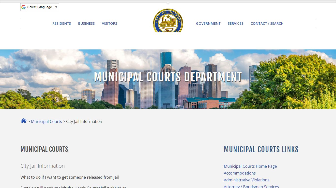 City Jail Information - City of Houston eGovernment Center